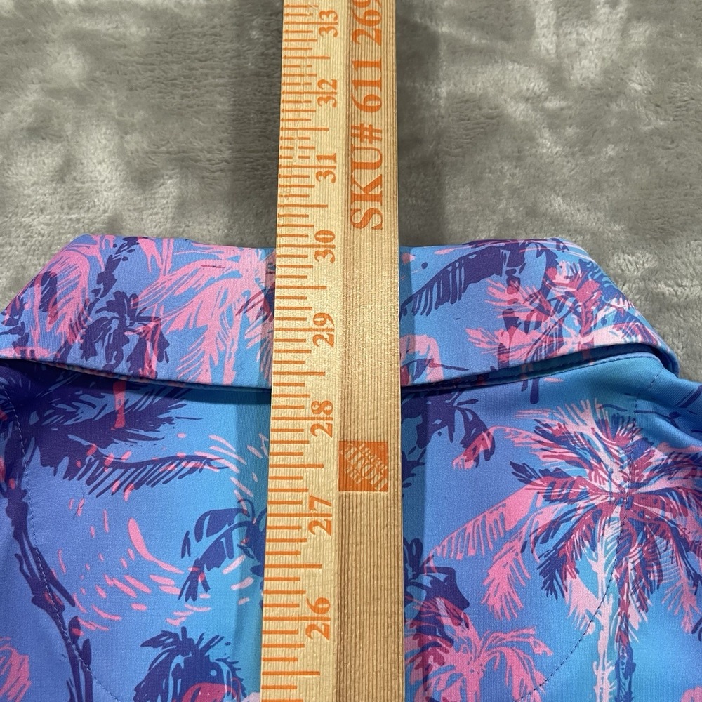 Birdie Bound Shirt Mens Large Blue Polo Golf Performance Stretch Palm Tress - Picture 6 of 7